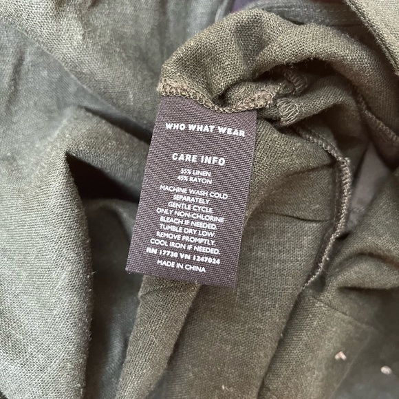 Dark Green linen blend jumpsuit - Picture 3 of 8